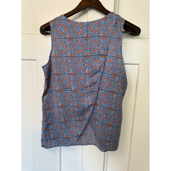J.Crew Women's Sleeveless Blouse Size 10 Med Draped Back Geometric - Picture 3 of 7